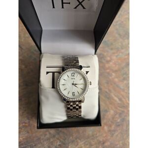 TFX women analog quartz watch Swarovski crystal pavé border TFX by Bulova 36T115